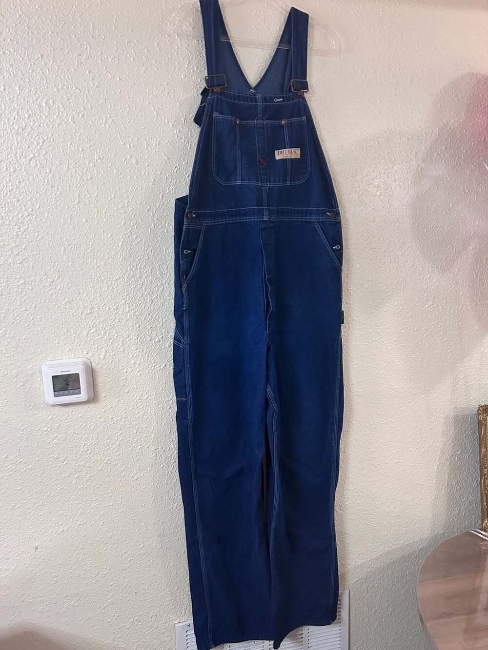 Vintage Big Mac Blue Denim Carpenter Bib Square Bak Overalls